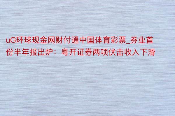 uG环球现金网财付通中国体育彩票_券业首份半年报出炉：粤开证券两项伏击收入下滑