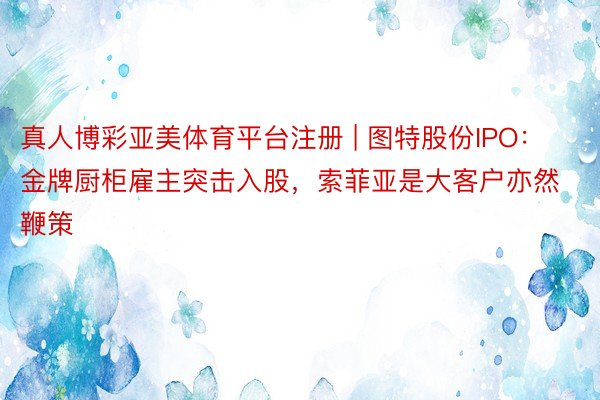 真人博彩亚美体育平台注册 | 图特股份IPO：金牌厨柜雇主突击入股，索菲亚是大客户亦然鞭策