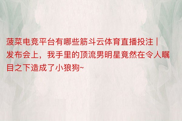 菠菜电竞平台有哪些筋斗云体育直播投注 | 发布会上，我手里的顶流男明星竟然在令人瞩目之下造成了小狼狗~