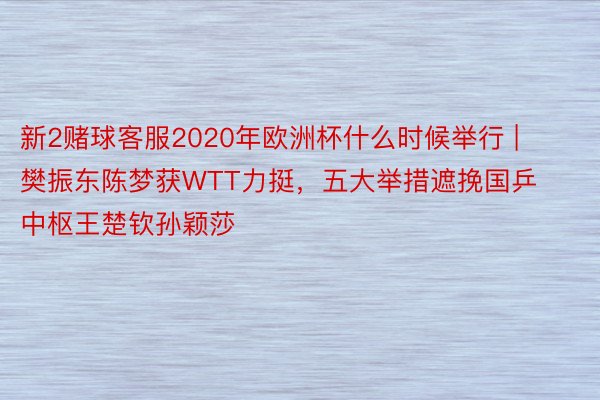 新2赌球客服2020年欧洲杯什么时候举行 | 樊振东陈梦获WTT力挺，五大举措遮挽国乒中枢王楚钦孙颖莎